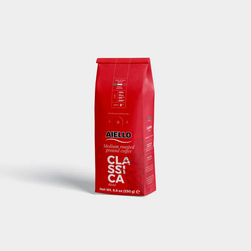 Свежий молотый кофе 250gr 60% CLASSICA с клапаном, мягкая упаковка, изысканное послевкусие, любители кофе, 12 шт. в коробке 150 коробок на поддоне