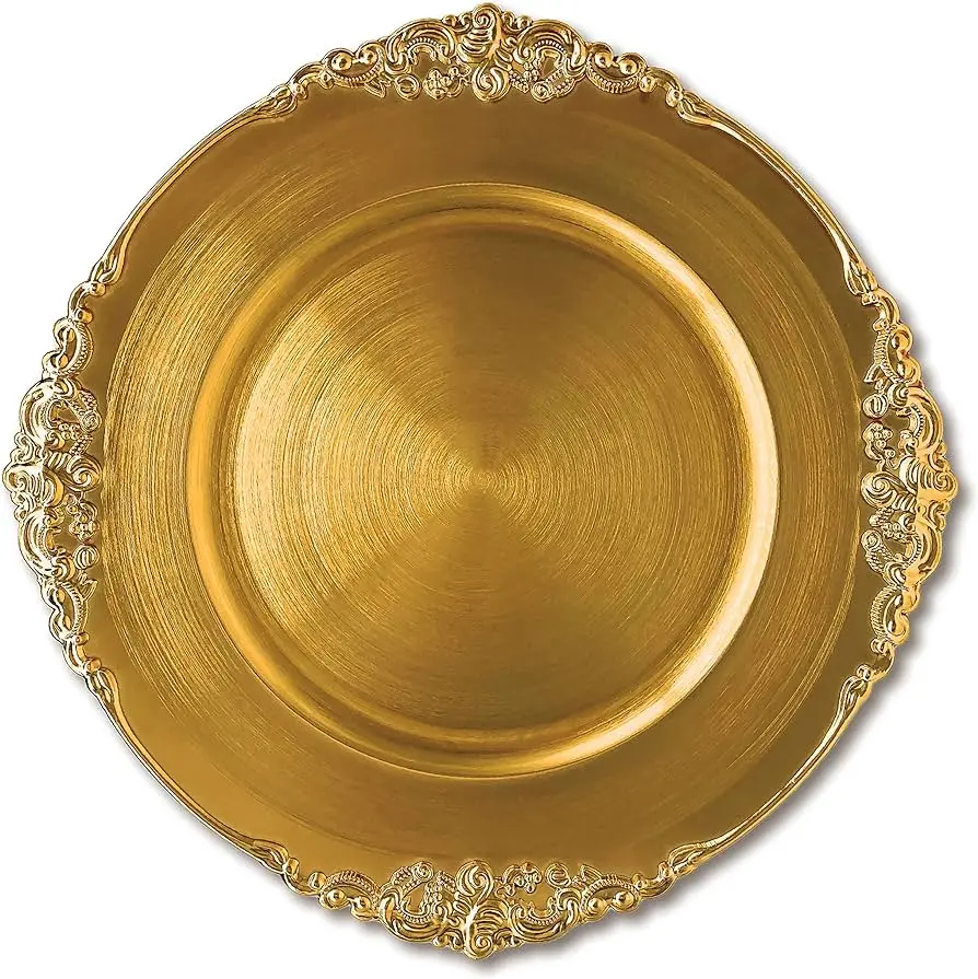 Brass Globe Hammered Plate PITAL Charger Server Kitchenware Dinning Table Top Plate for Home Decoration Dishes & Plates