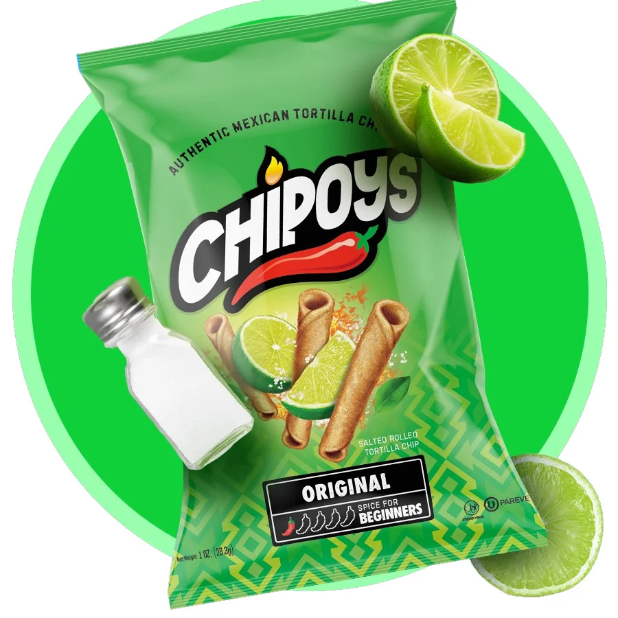 Chipoys 4 вкуса 2 унции скатанные кукурузные чипсы Чили и лайм тортилья 113 г