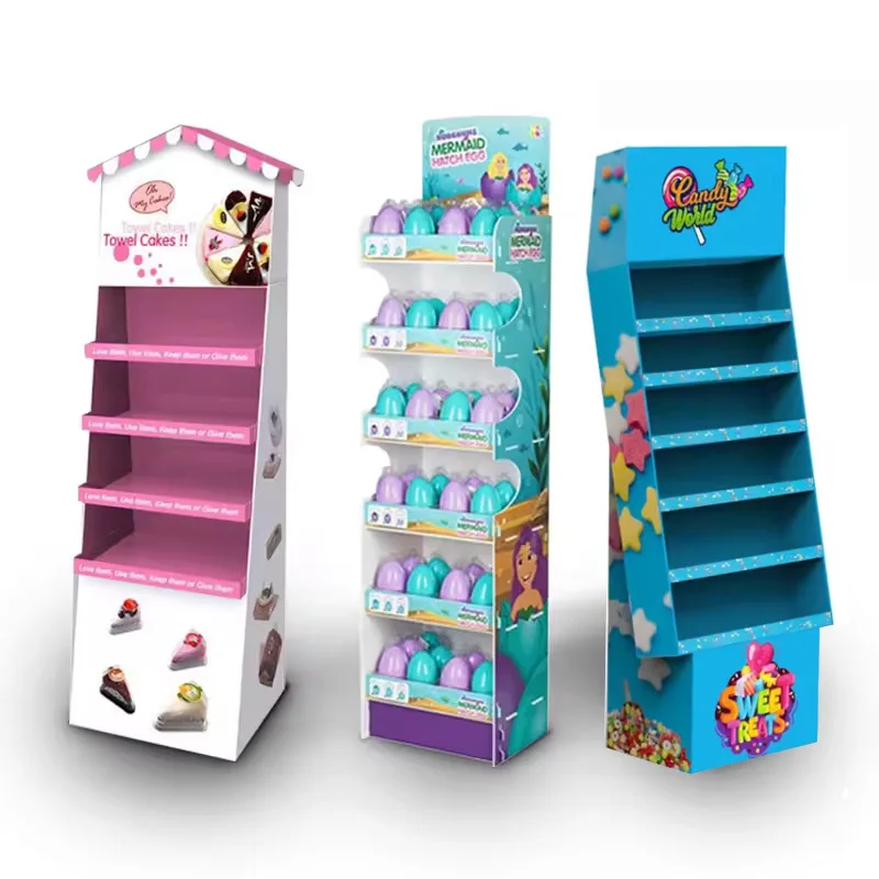 Custom Retail POS Toy Store Display Rack Cardboard Floor Stand for Kids Funko Pop Products Doll Merchandise Paper Displays