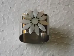 top ranking mother of pearl and metal napkin holder ring for weddings and table decoration new flower design
