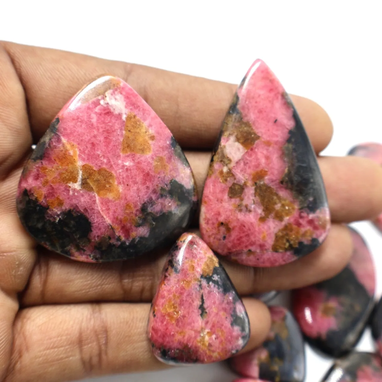 2024 Hot 100% Natural Rhodonite Loose Gemstone Cabochon Fine Jewelry Making Wholesale Lot Mix Shape High Quality Loose Gemstones