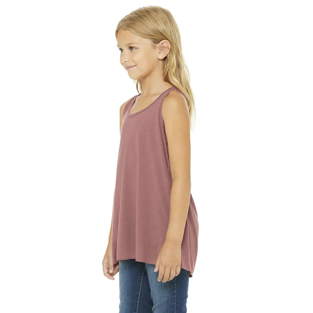 Wholesale  Girls YOUTH FLOWY RACERBACK TANK Relaxed bottom hem youth girls breathable  tank top