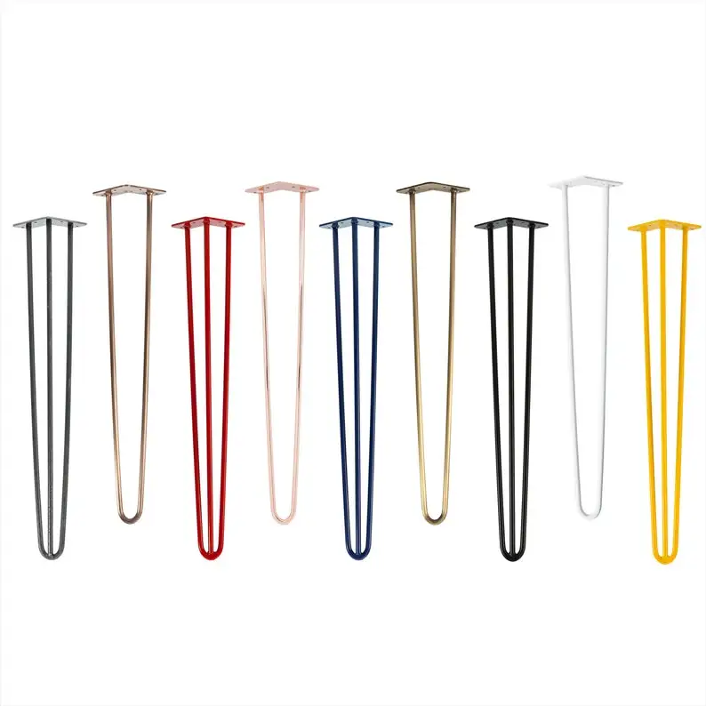 Wholesale 4 6 12 16  22 24 inch 50mm rose gold black 2 rod 3 rod skateboard desk coffee metal table hairpin legs