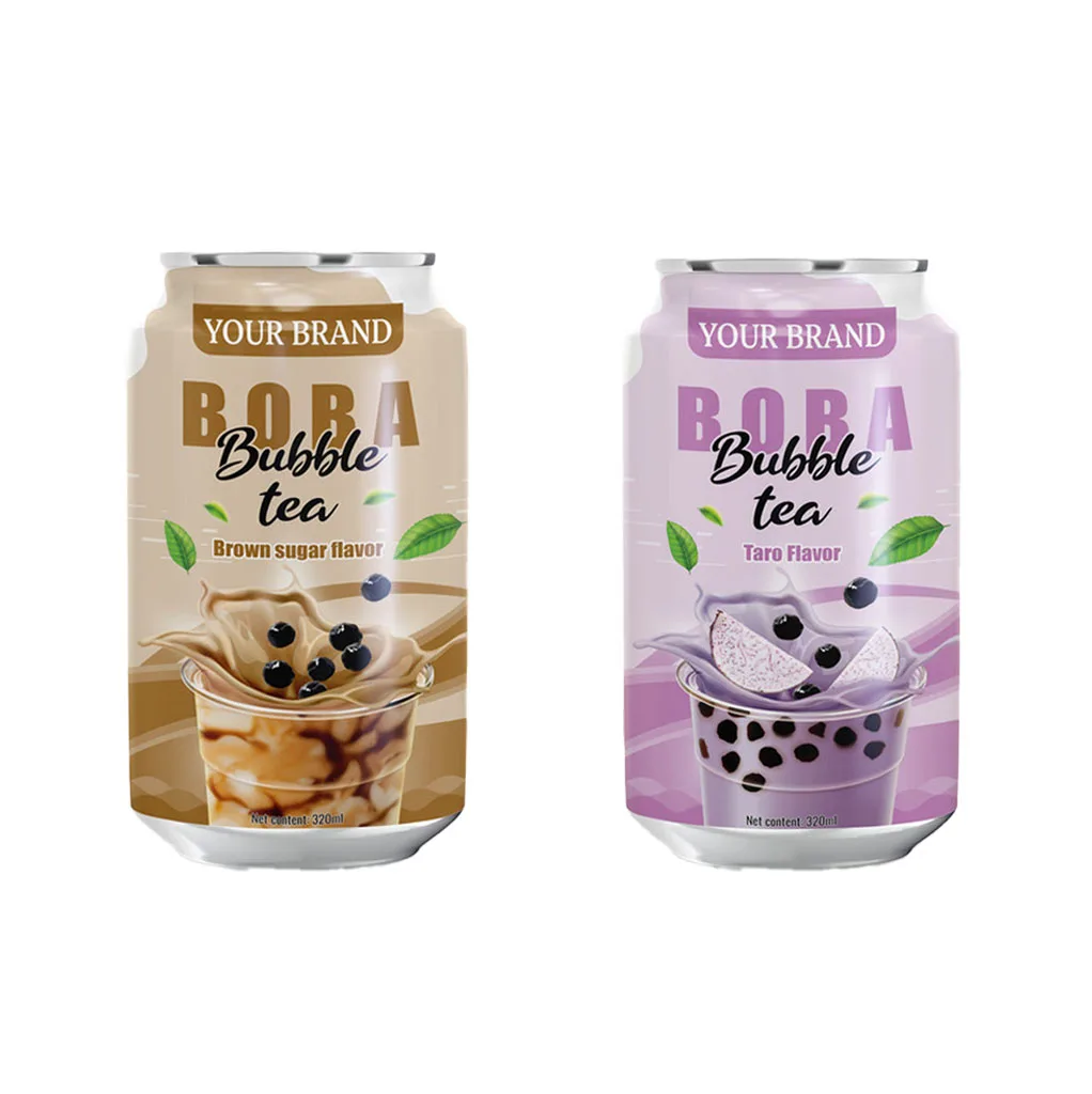 Private Label 330ml Can Bubble Milk Boba Tea Drinks and Toppings Pearls Black from Vietnam - Free Sample - Free Design