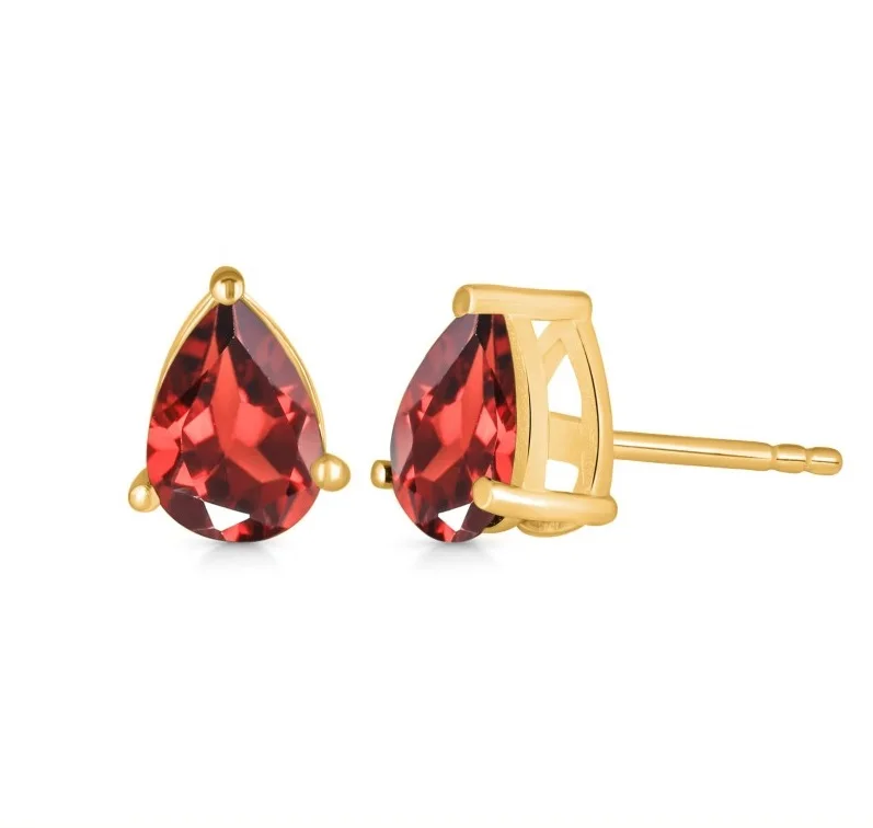 Wholesale Minimalist natural Gemstone Garnet Stone drop earring high quality 925 silver jewlery Indian Manufacturer