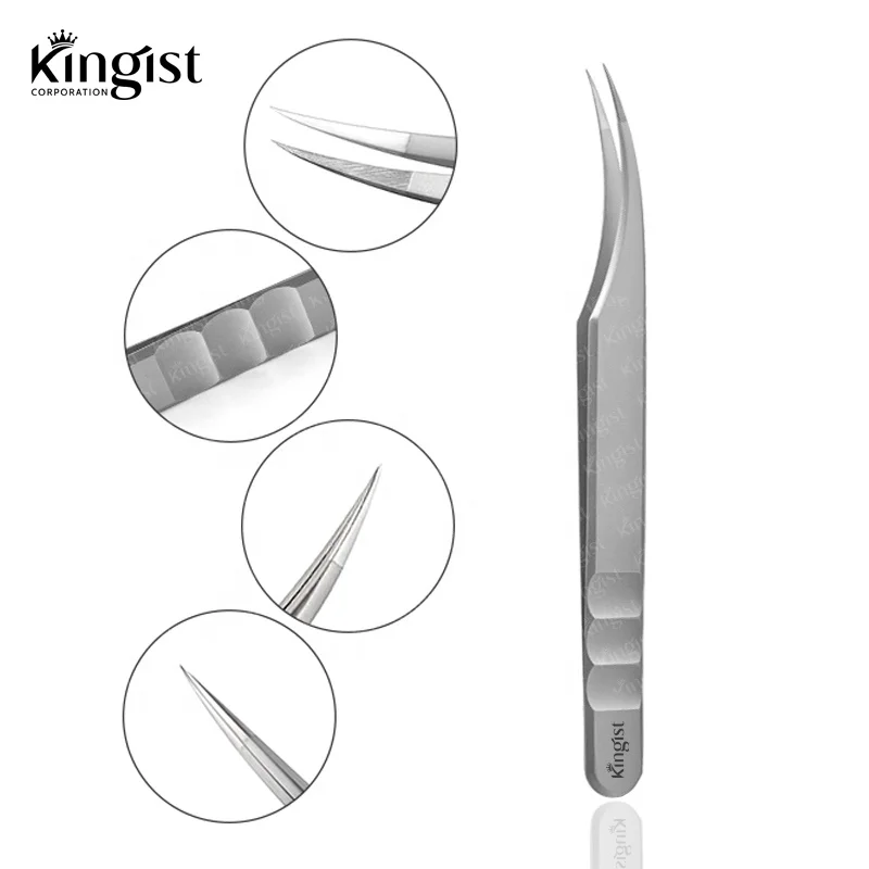 Wholesale Quality Silver Color Makeup Stainless Steel Eyelash Extension Tweezers