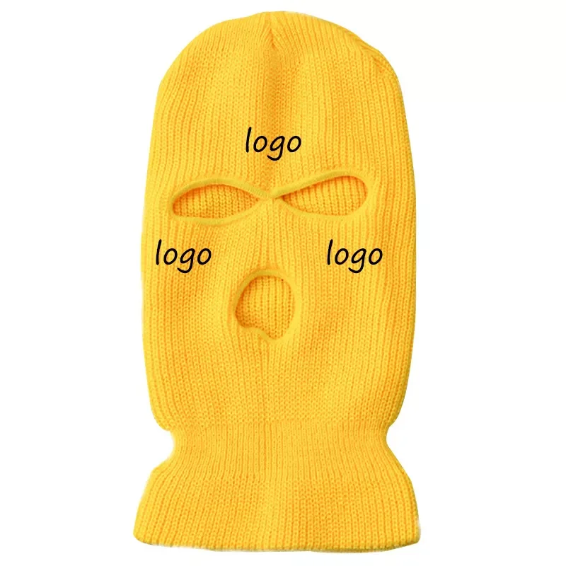 Designer Custom Embroidery Logo Full Face Cover Rapper Bandit Knit Skimask Embroidered Balaclava Ski Mask
