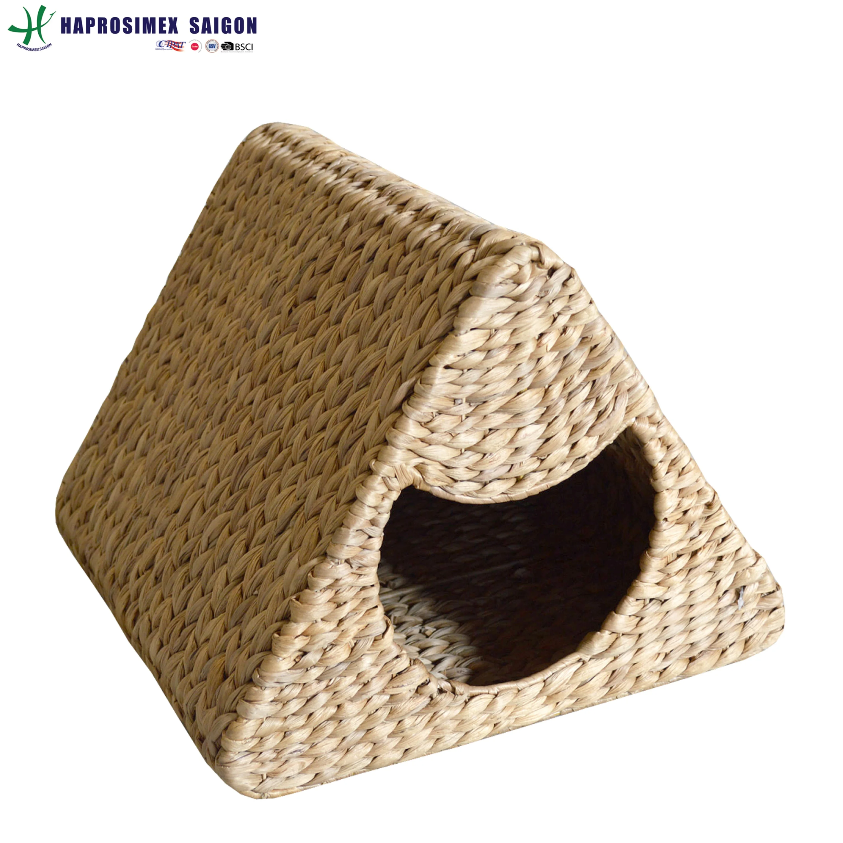 Cage & Carrier & House Pet Cage & Wicker Pet House, Cute Water hyacinth Cat House with Cushion