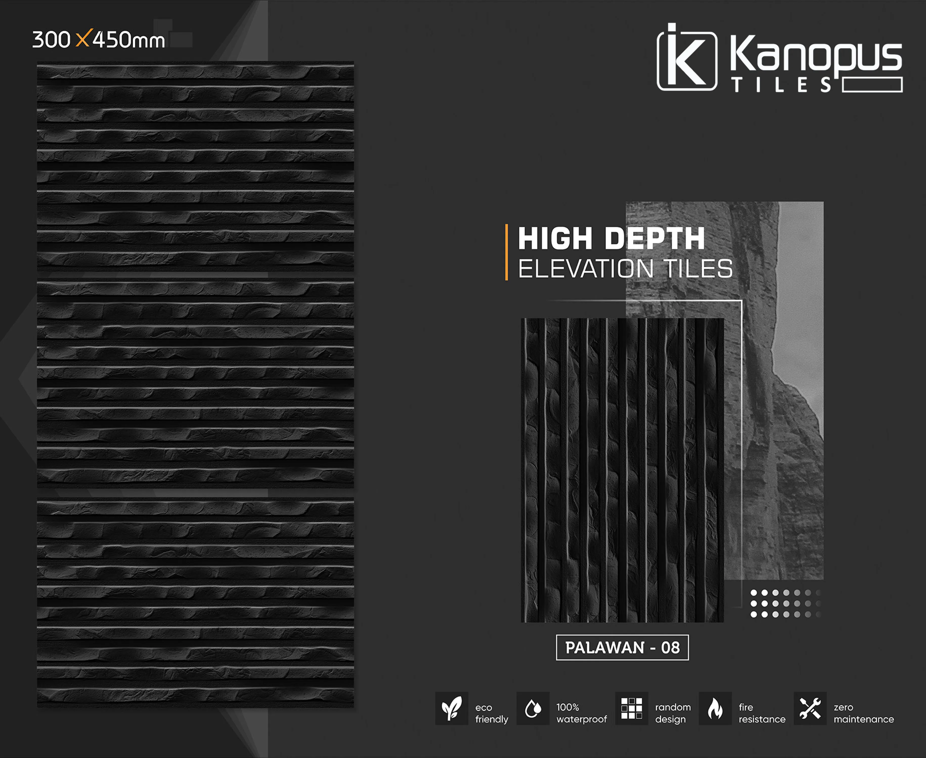 Hot selling modern elevation tiles matte finish 300x450 mm digital glazed wall tiles from kanopus tiles
