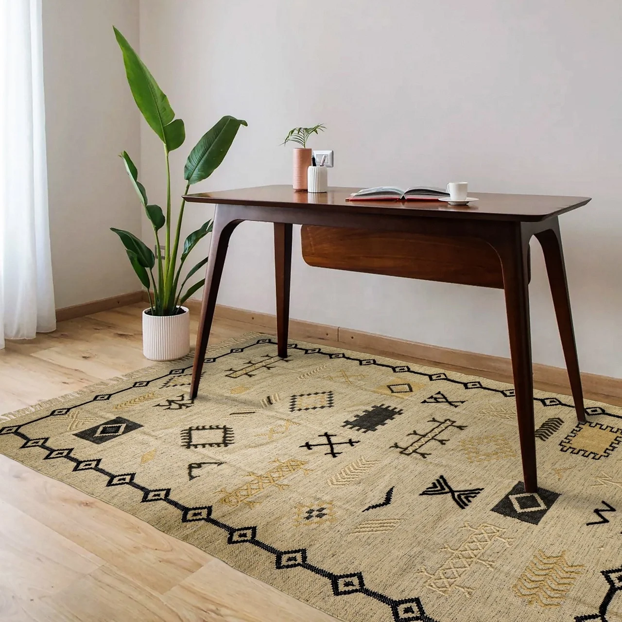 Hand made Dhurrie Vintage Indian Petyarn Rug Kilim Carpet Floor Mat Carpets Rugs Living Room