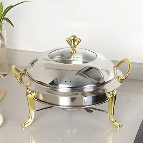 Arabic Style Gold Plated Chafing Dish In Stainless Steel Good For Arabic Wedding & Buffets Chafing Dishes With Hammered Lid