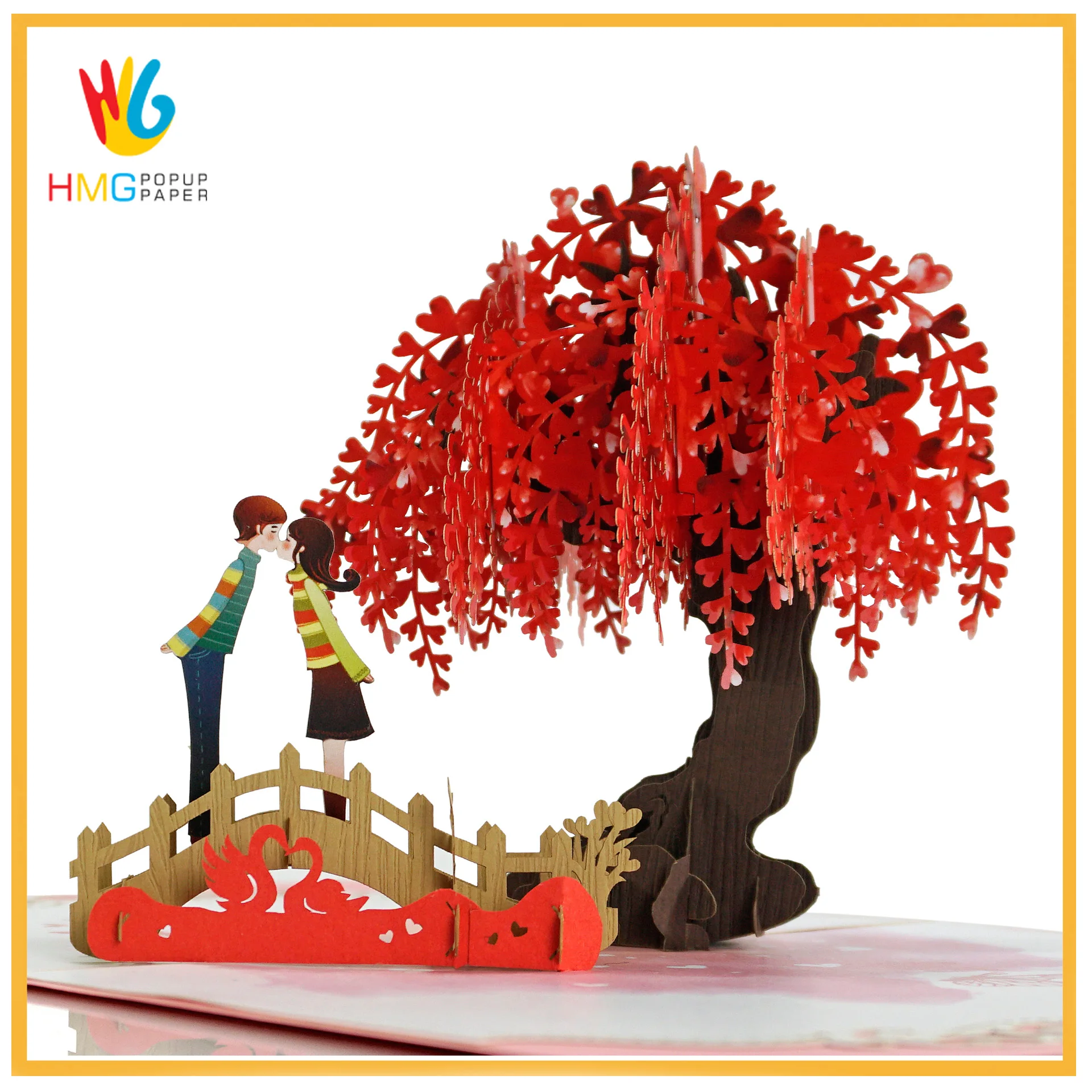 Top Selling Product Love 3D greeting card for Valentine with two Love Angels flying in the sky from Vietnam Wholesale