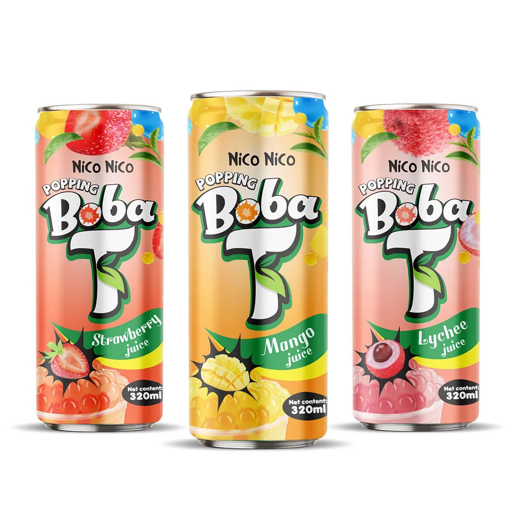 Wholesale Price Boba Tea 320ml Can Fruit Flavor Iced Tea Wholesale Ready To Drink Popping Bubble Tea Supplier from Vietnam