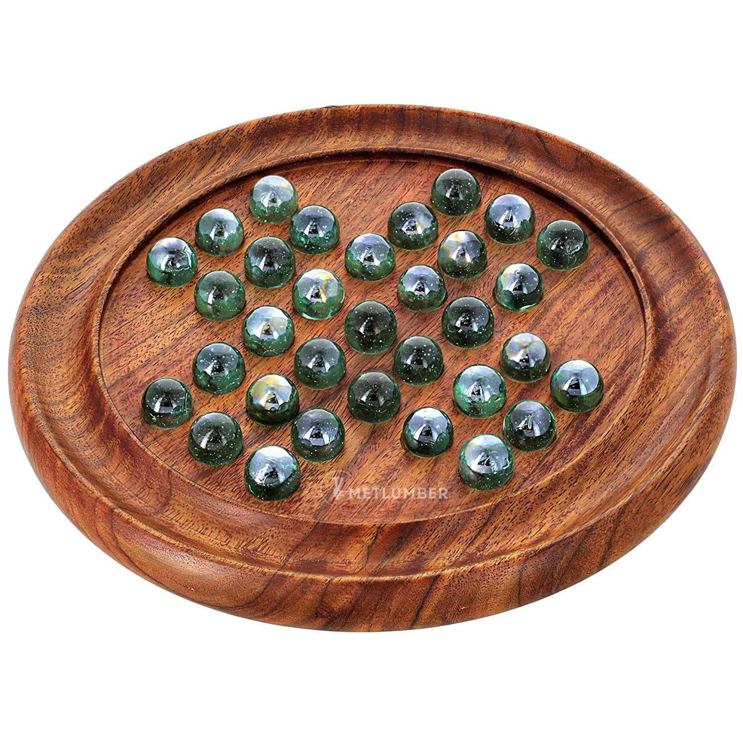 New Design Round Wooden Solitaire Game Board with Marbles Portable Game for Kids & Adults with Cheap Price