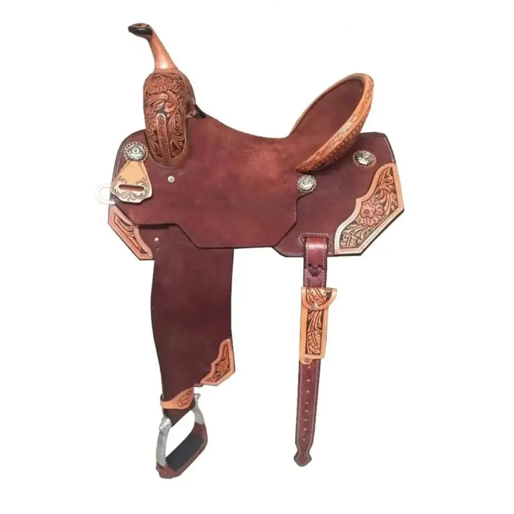 Wholesale Equestrian Products Custom Suede Rough Out Barrel Saddle Available at Wholesale Price from India
