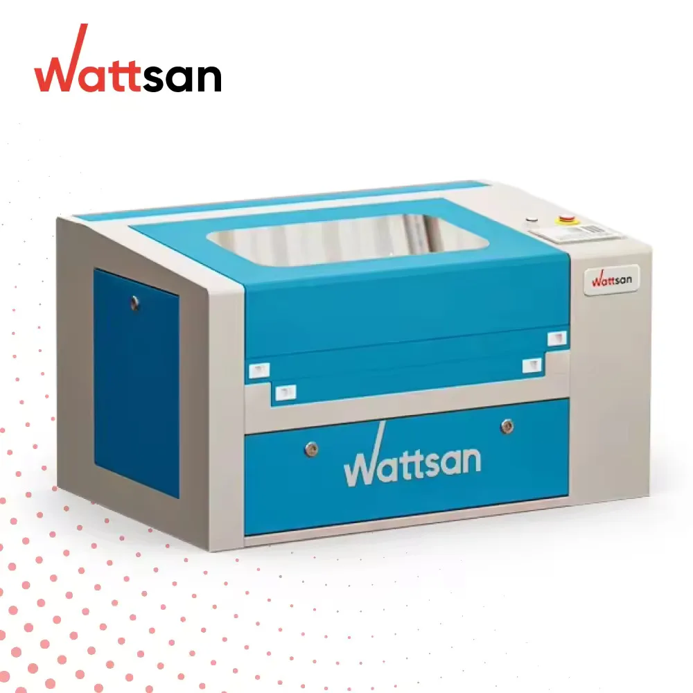 Wattsan 0503 50w phone case co2 small laser engraving machine 500*300mm stamp laser engraver cutter