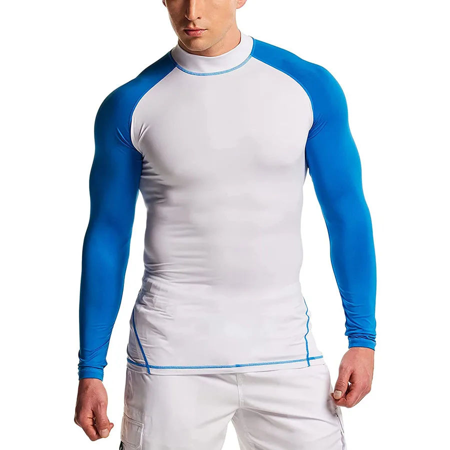 100% polyester spandex made sublimated camo design rash guards for sale low MOQ premium quality male swim rash guards