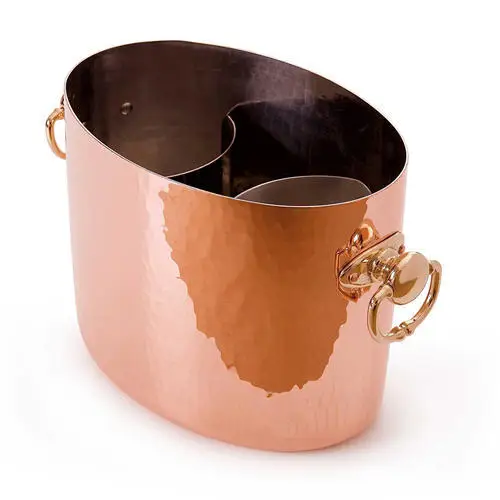 Pure Copper Double Wall Wine Bottles Chiller Champagne Ice Bucket Wine Bottle Holder Champagne Coolers & Wine Chillers