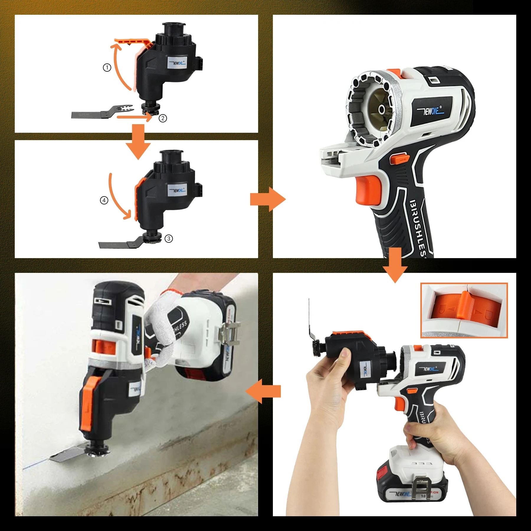 Newest 20V 12in 1 Multi Heads Cordless Power Tool Set Combination Kit Includes Drill Jig Saw Chainsaw Sander OEM Supported