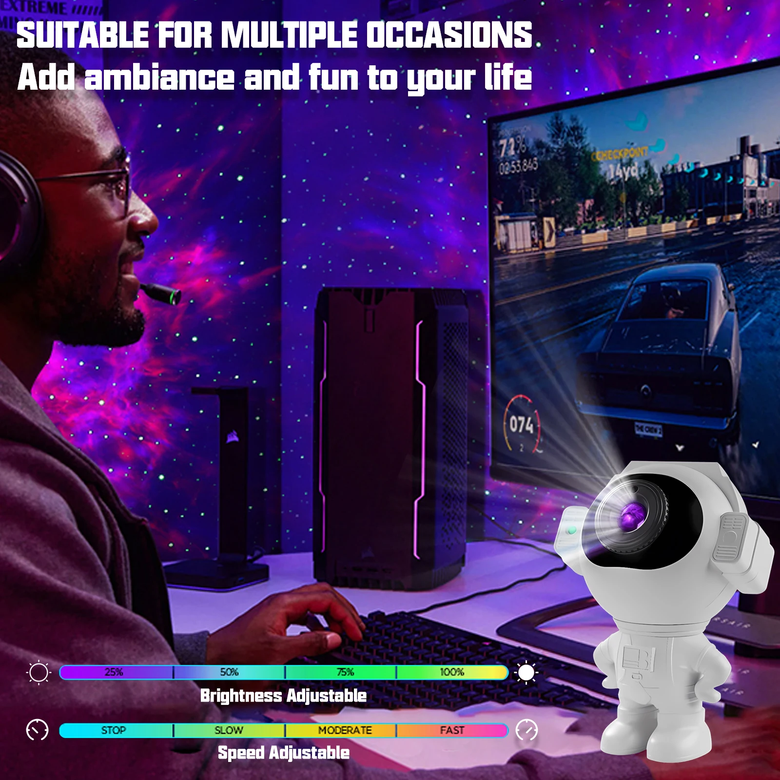 New Galaxy Astronaut Starry Projector Night Light LED Star Sky Nebula Decoration Bedroom Home Kids Birthday Gift