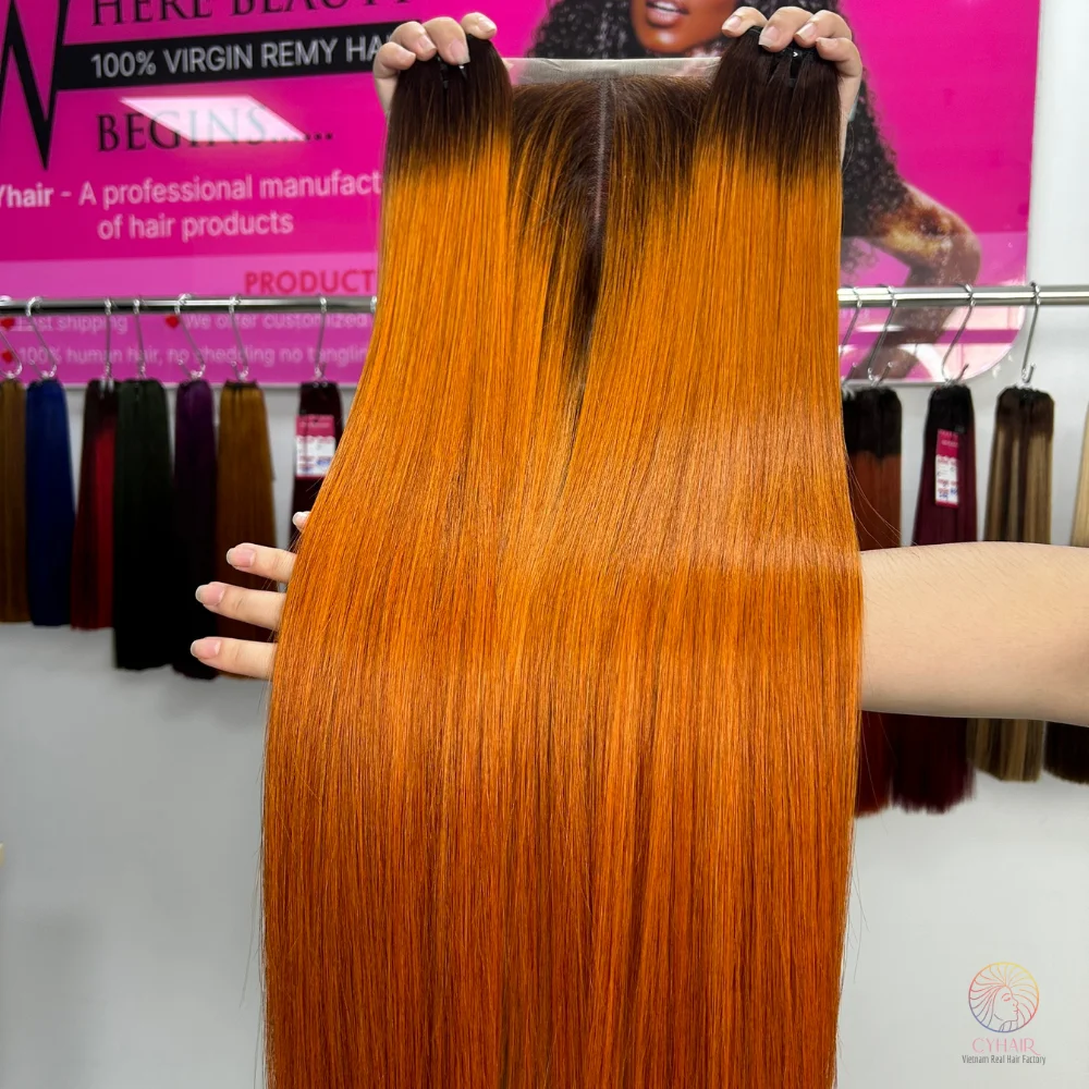 High Quality Vietnamese Remy Human Hair Double Drawn Bone Straight Hair Bundles All Length All Color