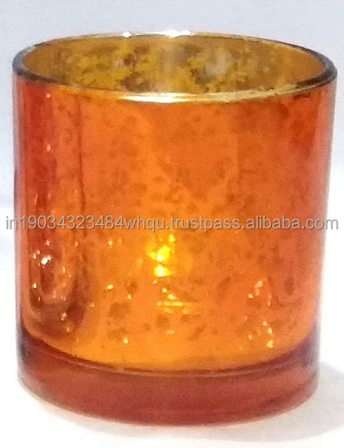 Decorative Glass candle jars, Glass Candle containers, mercury glass candle jars with woden lid
