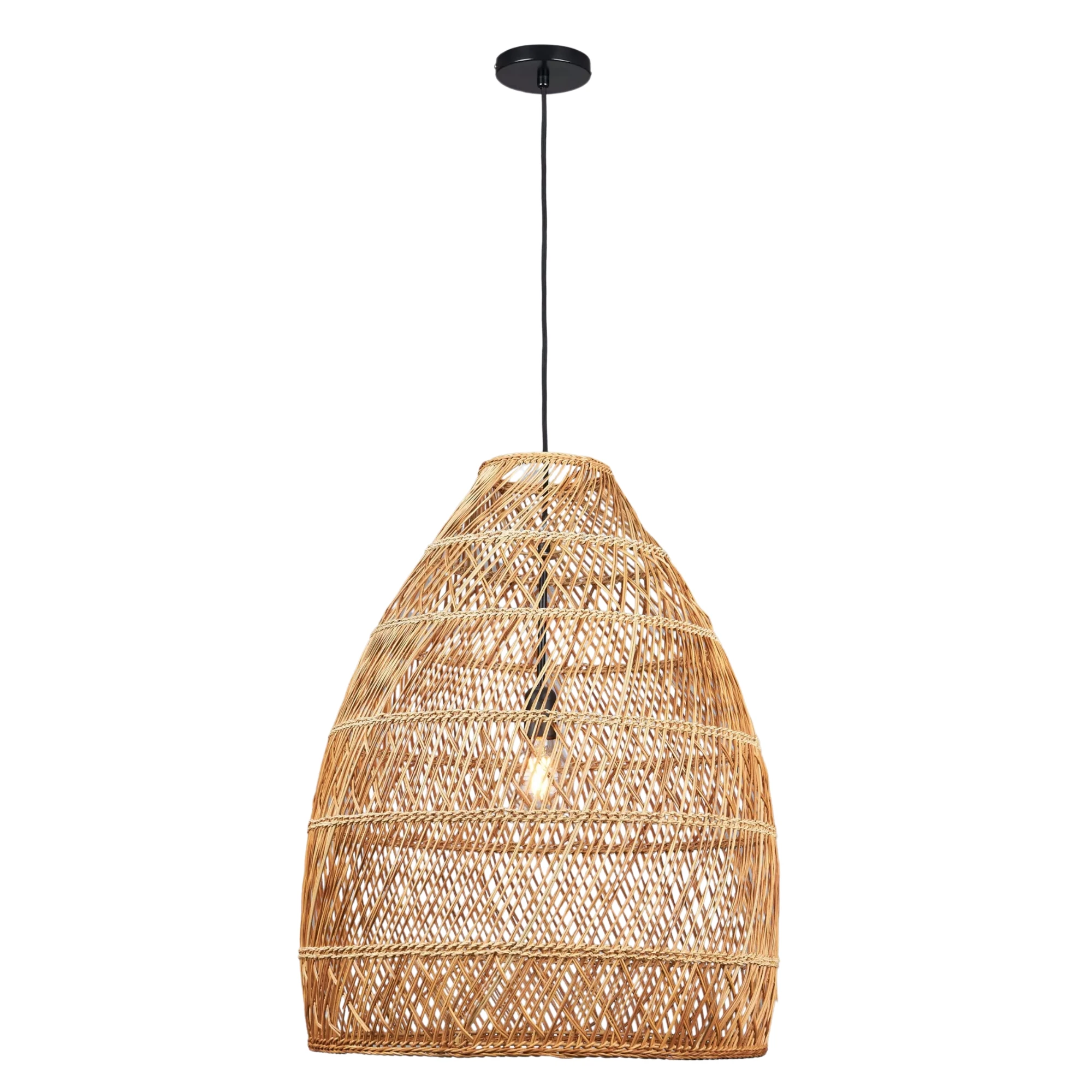 2024 Best Selling Premium Handwoven JMolokai Cloche Pendant Ceiling Light Lampshade, Natural Rattan Shade