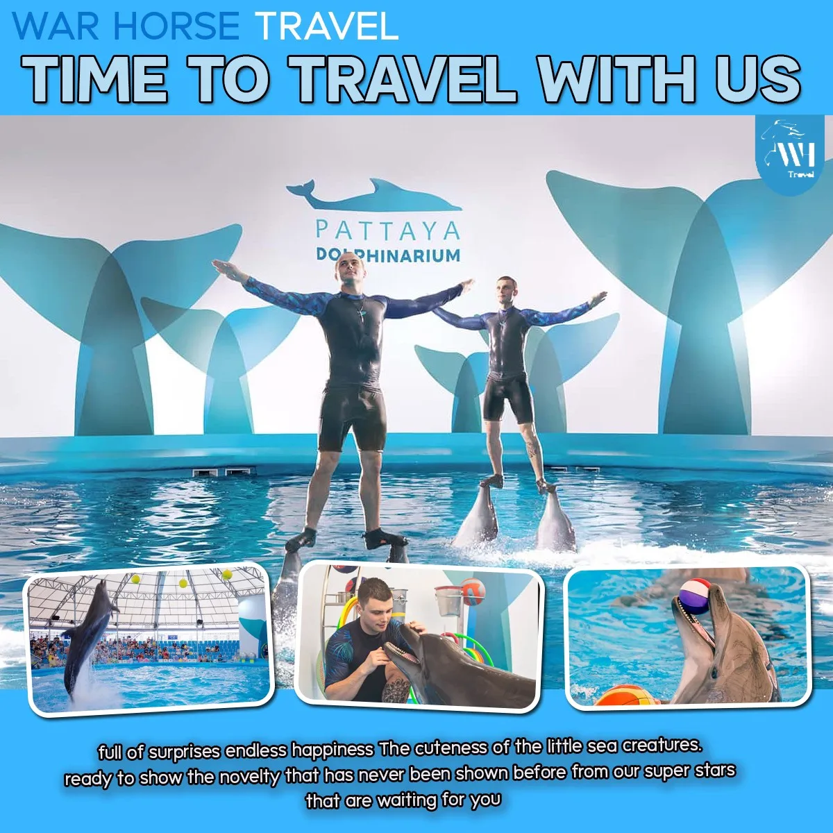 One Day Trip Pattaya Dolphin Show Pick-Up Service Shopping Excitement Happy Family Tour Package Thailand.