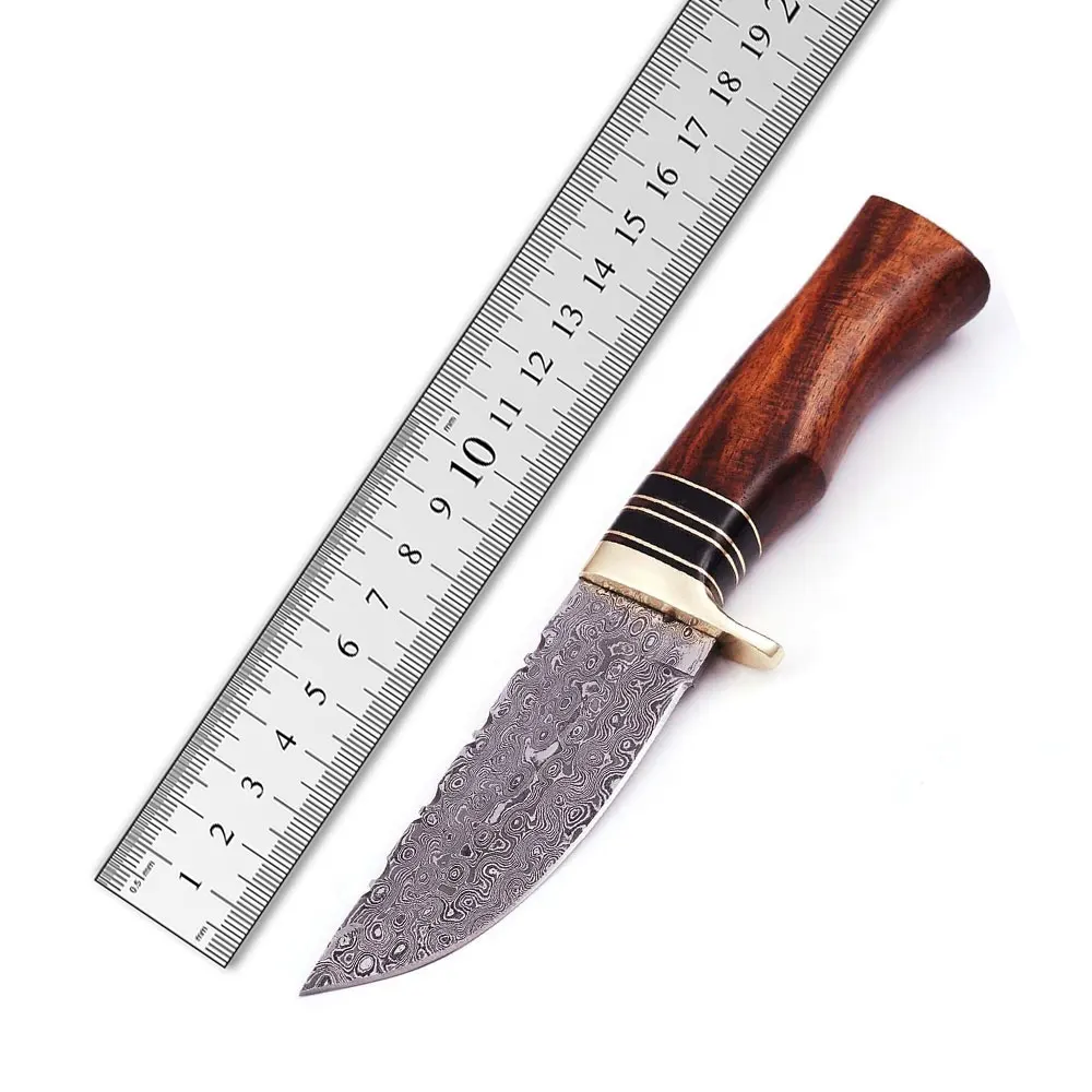 OEM/ODM Custom Wholesale Handmade hunting rosewood handle Knife Outdoor Hunting Pocket Knife with Leather Sheath