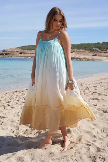 2022 sew style fashion custom dress casual woven solid color loose sleeveless long maxi dress