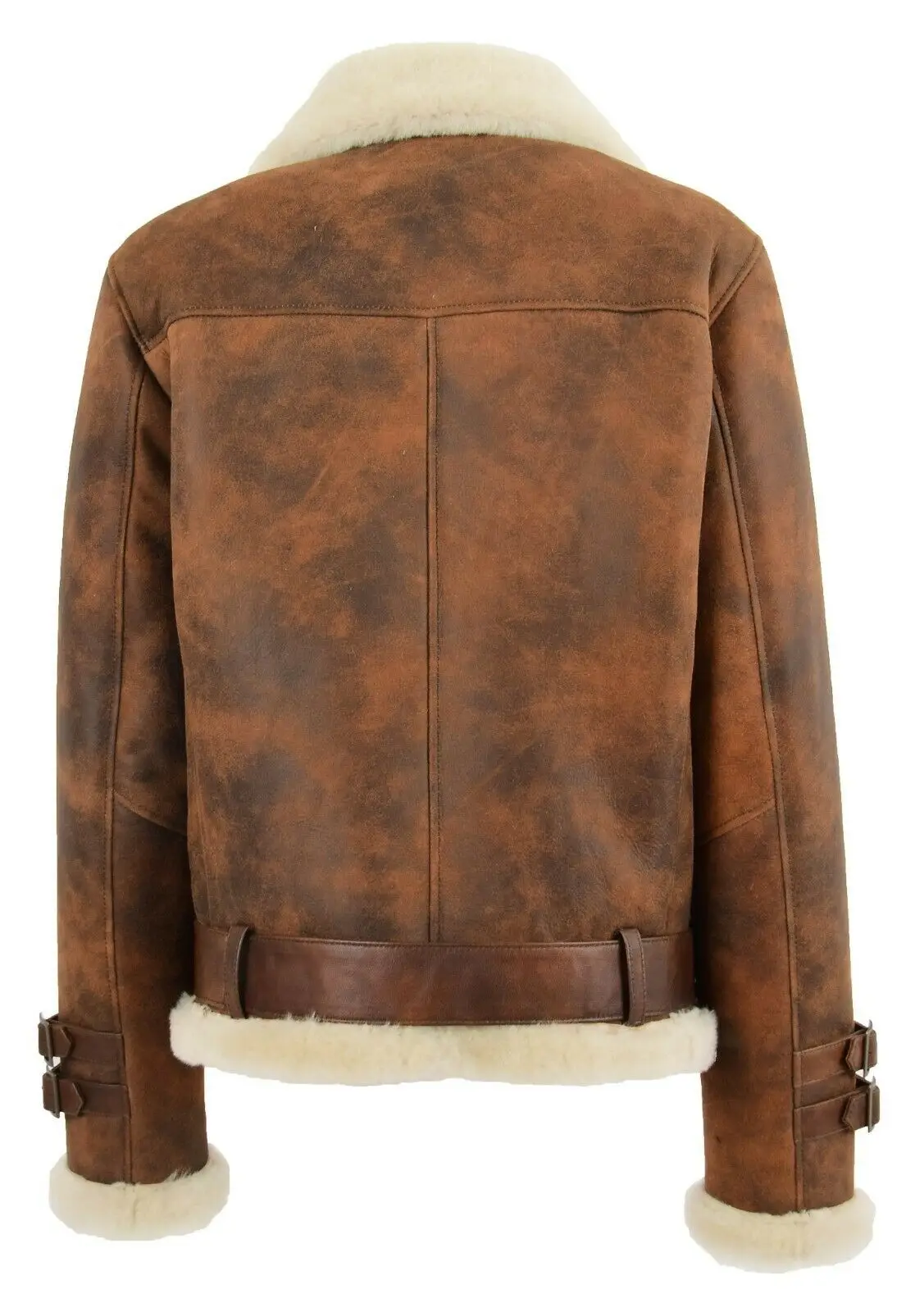 new arrival women Real Sheepskin Flying Jacket Antique Brown Genuine Shearling Aviator leather jacket Coat