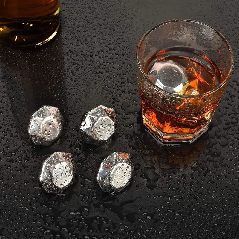 Clean Small Cute Mini Freezer Stones Whisky Stainless Steel Reusable Block Refreezable Ice Cubes