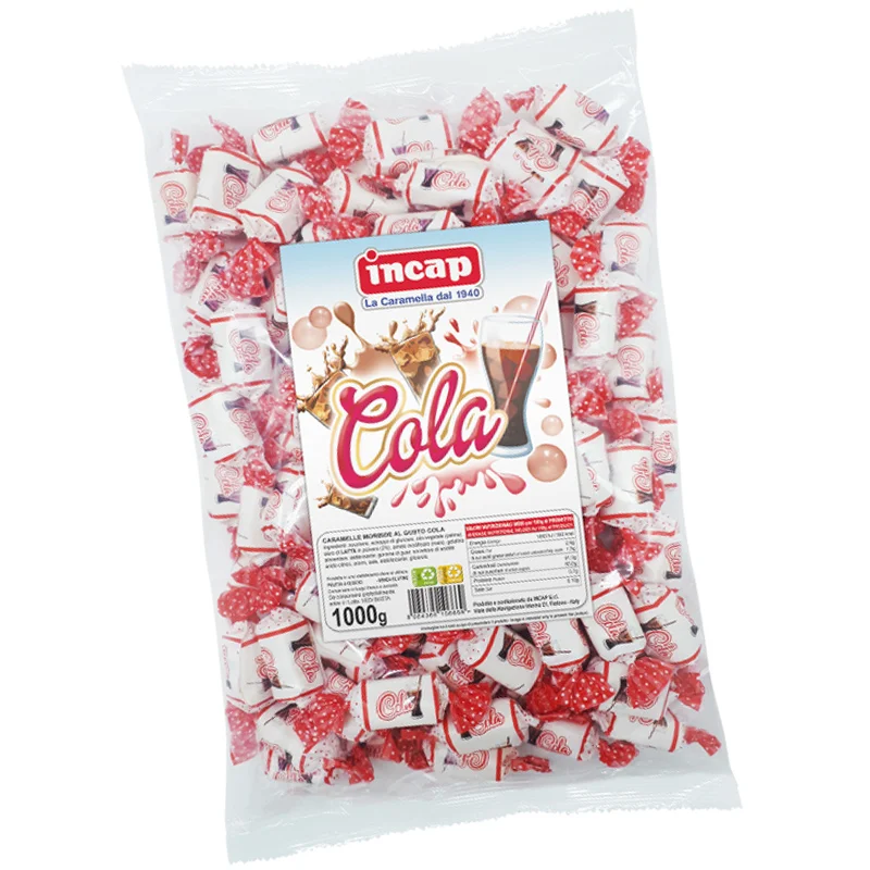 Hot Selling Italian Candy Soft Incap Cola Flavoured Toffees Chocolate Toffee Candy Gmo Free And Gluten Free Cola With Candy