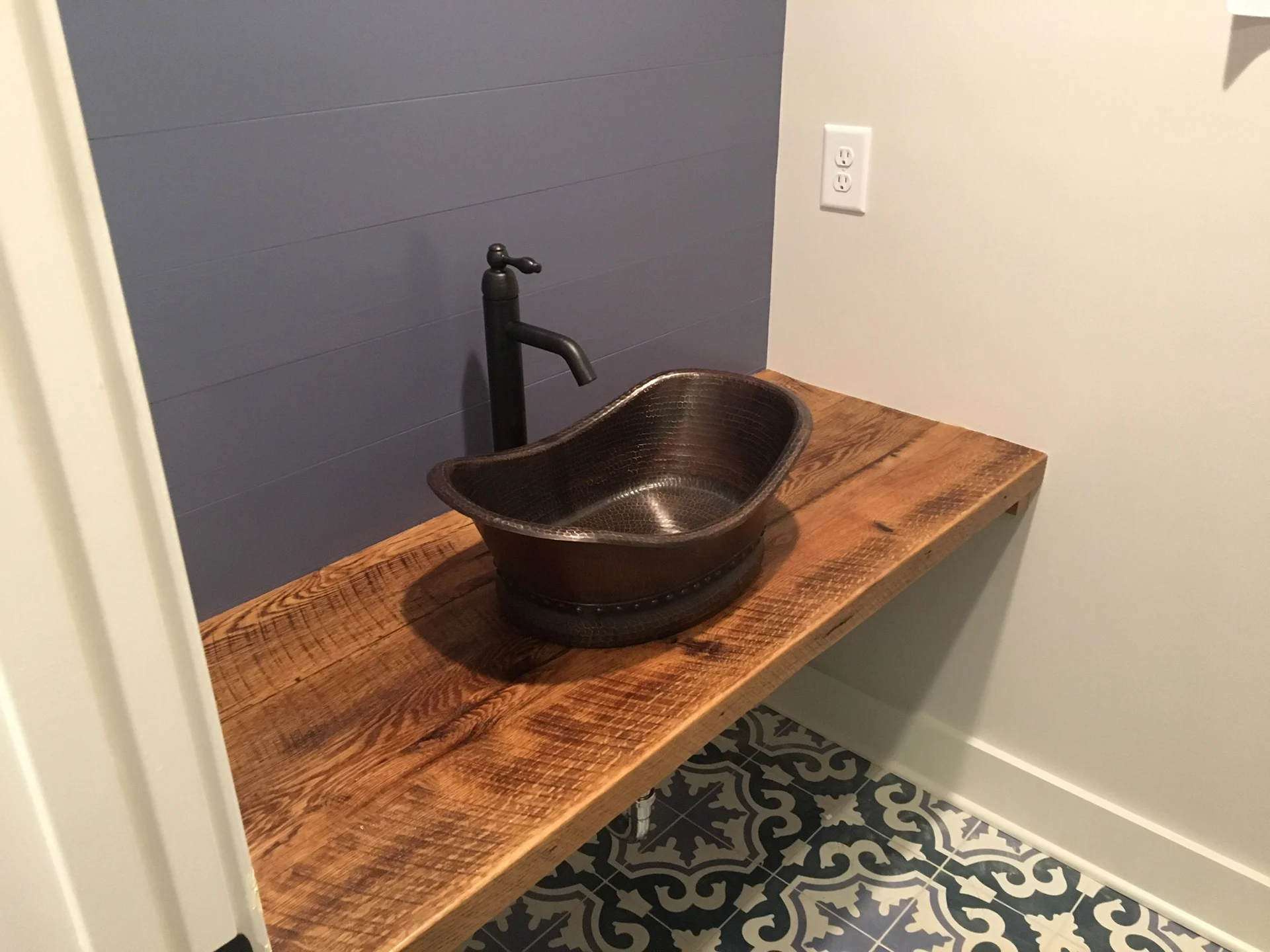 Copper Hammered Boat SInk for bathroom Wash Basin