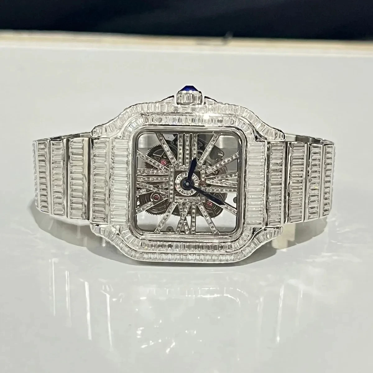 Vidhi Jewellery IGI GIA Certified Lab Grown Diamond Mechanical Watches VVS Moissanite Rectangle Case Japan Mechanical Watches