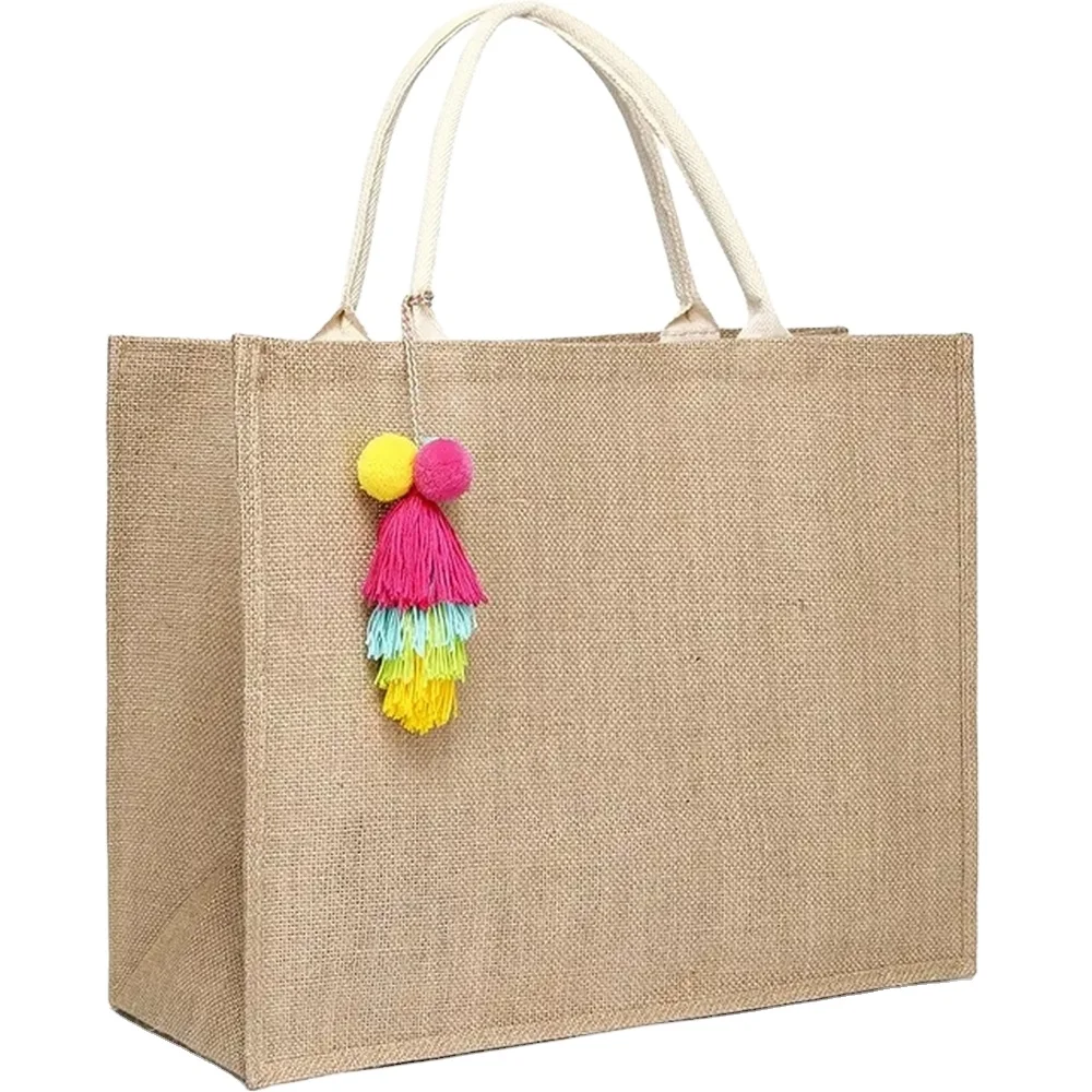 Custom Print on Natural Burlap Gunny Tote Bags Reusable Grocery Shopping Jute Tote Bag Gift Bags