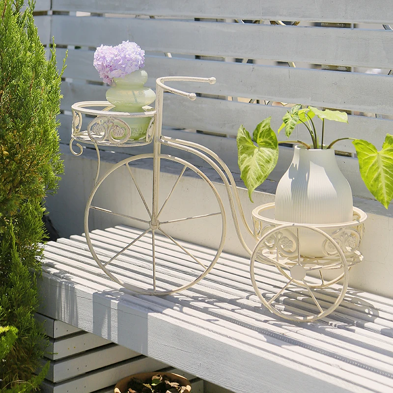 Home Garden Decorative Wholesale Flower Stand Bicycle Metal Plant Pot Holder