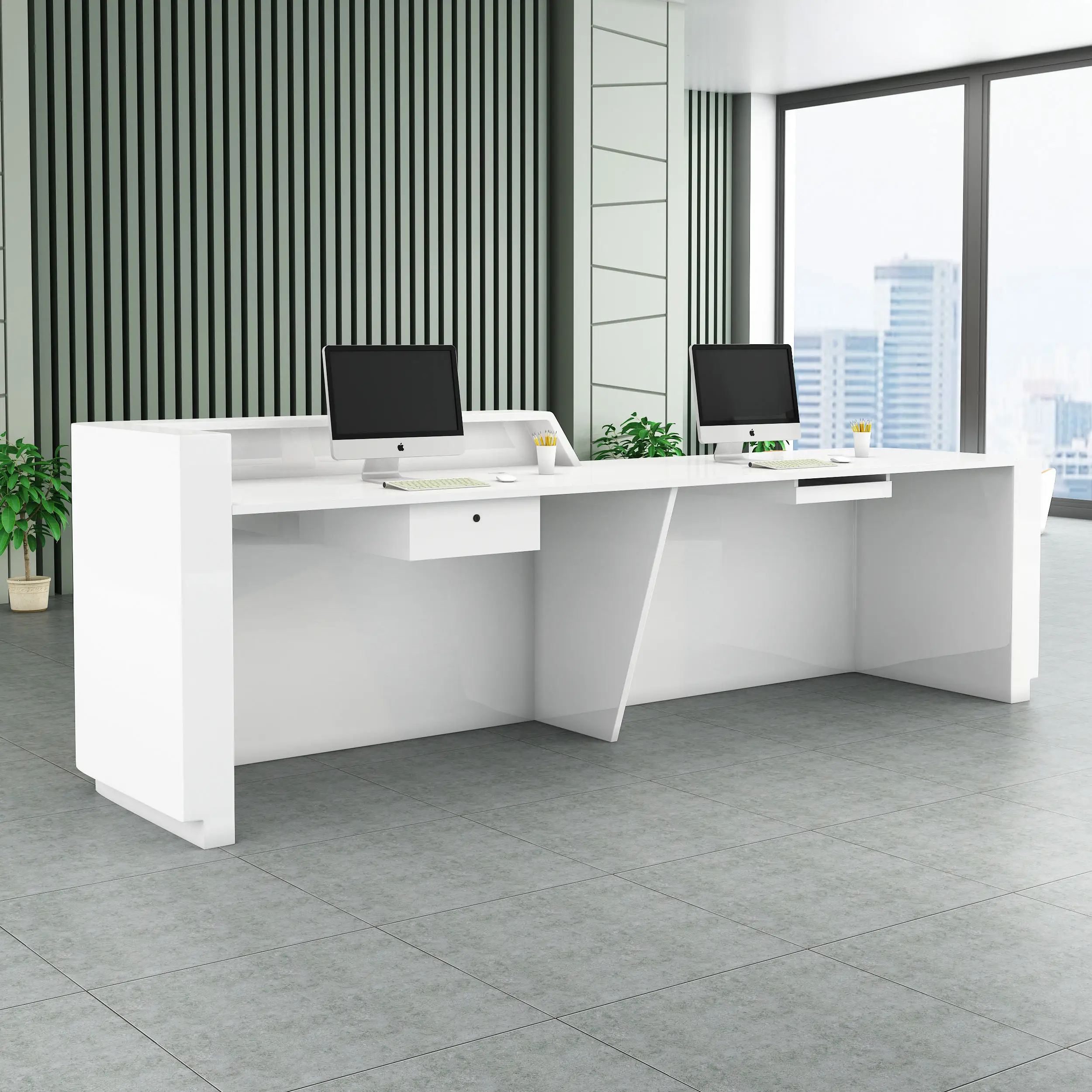 2023 Modern Salon Reception Desk Wholesale Customized Wood Marble Reception Counter Front Desk Reception Desk For Sale