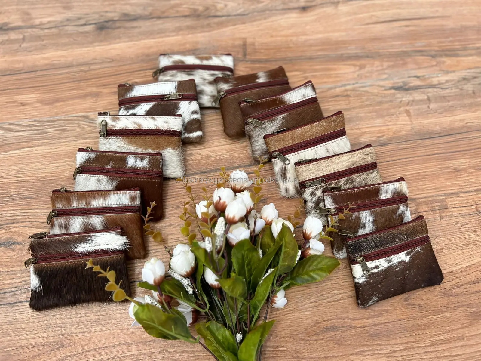 Real Handmade Hair On Hide Fur Leather Coin Change Purse Oval  Credit Card Holder Case  Western Stylish Cute Small Oval  Wallet