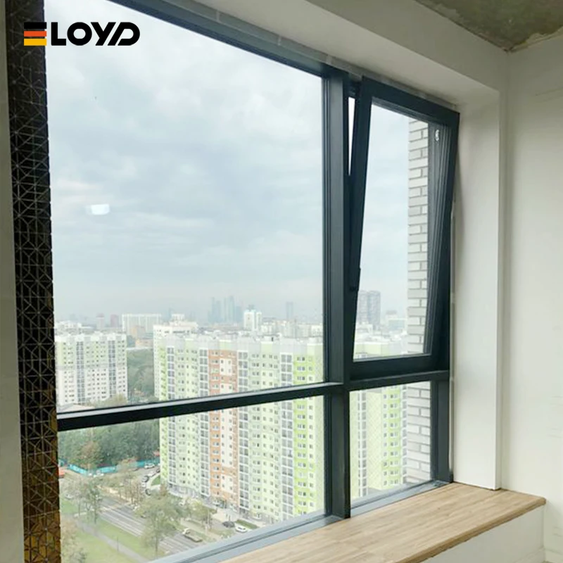 Eloyd Minimalism Aluminum Windows Double Glass Energy Efficient Tilt And Turn Panoramic Extra Slim Frame Tempered Glass Windows