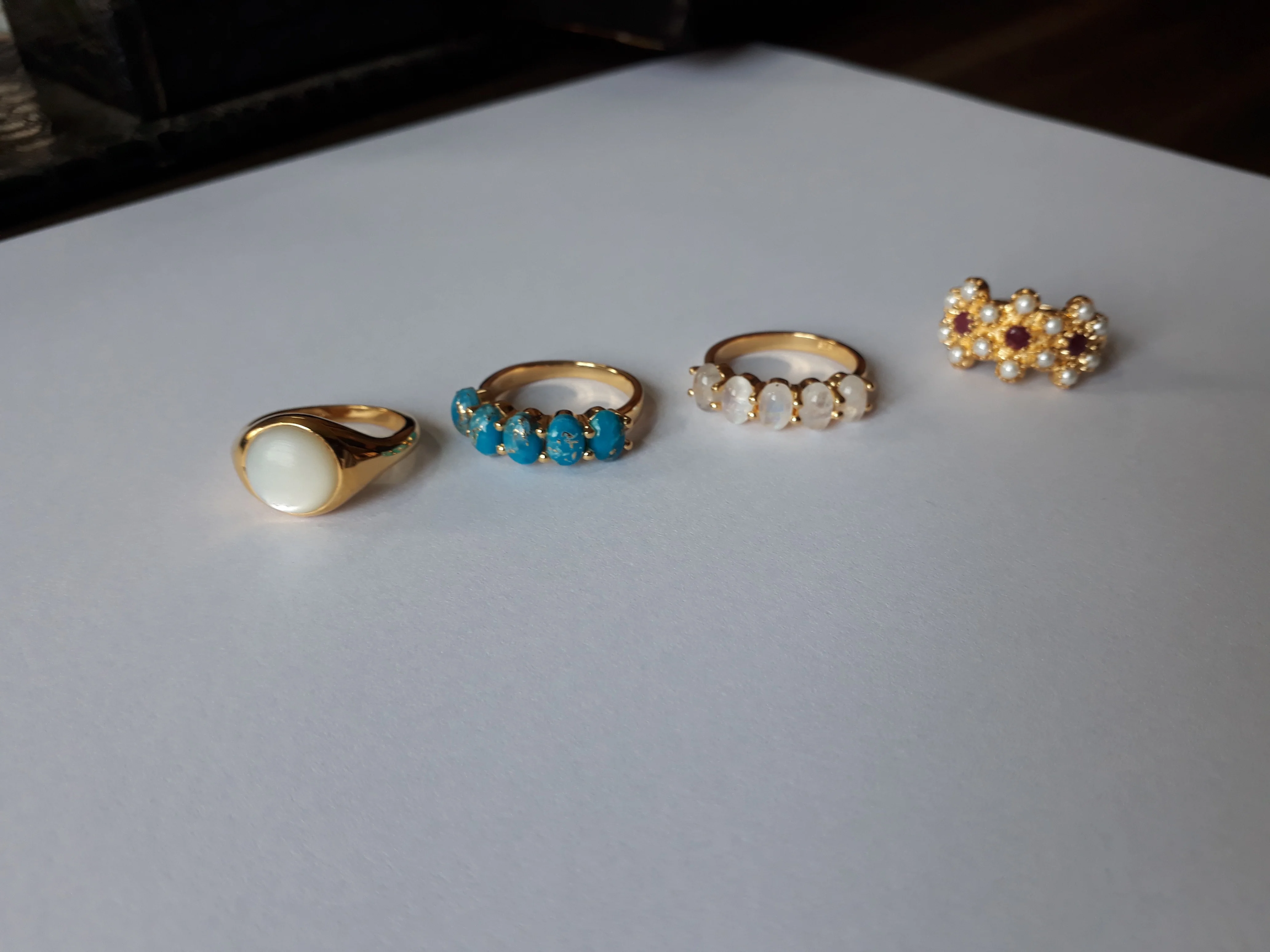 Plated Fashion Jewelry Rings 925 Sterling Silver Rings Yellow Gold Signet Pearl Wholesale Women Pure Jewelry Lovers MOP 3 Micron