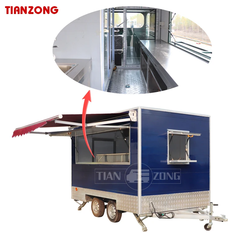 CE certified sno cone trailer food trailers fully equipped mobile food truck for vending