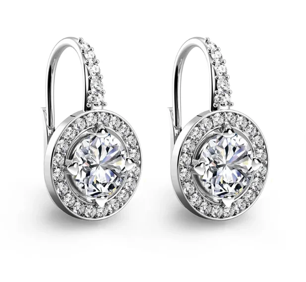 Lab Grown Diamond Round Brilliant Cut Drop 18 k White Gold Drop Earrings Polished Diamond At Best Price From India