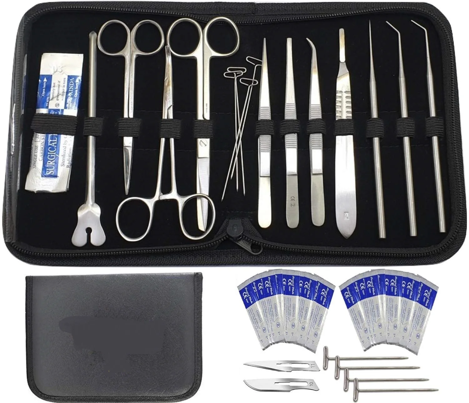 ADVANCED DISSECTING DISSECTION KIT Set with SCALPEL Knife Handle Blades BIOLOGY LAB ANATOMY Medical Student Steel Ce