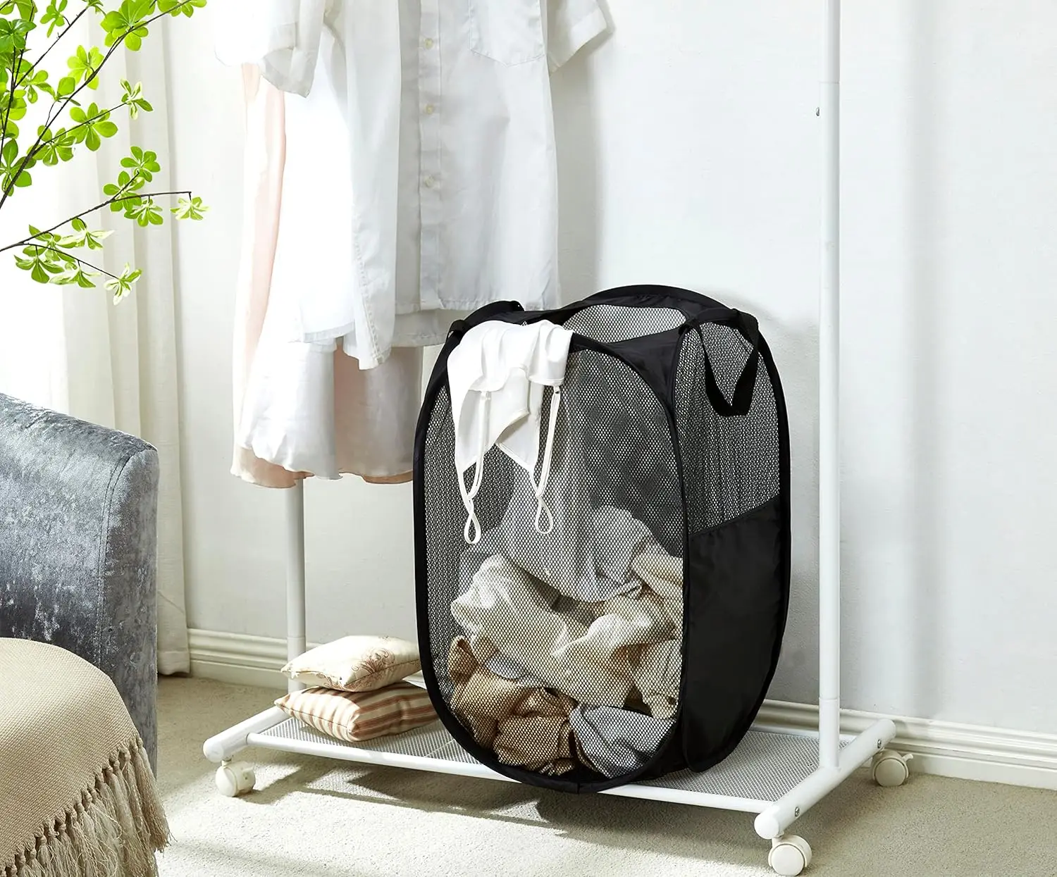 Wholesale Customize Pop Up Laundri Hamper Collapsible Mesh Hamper Laundry Basket Nylon Mesh Laundry Basket