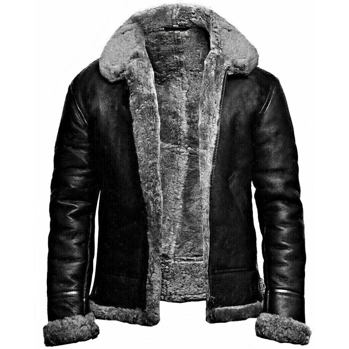 Real Leather Bomber Shearling Leather Jacket for Men Best & Latest Casual and Winter Clothing For Men