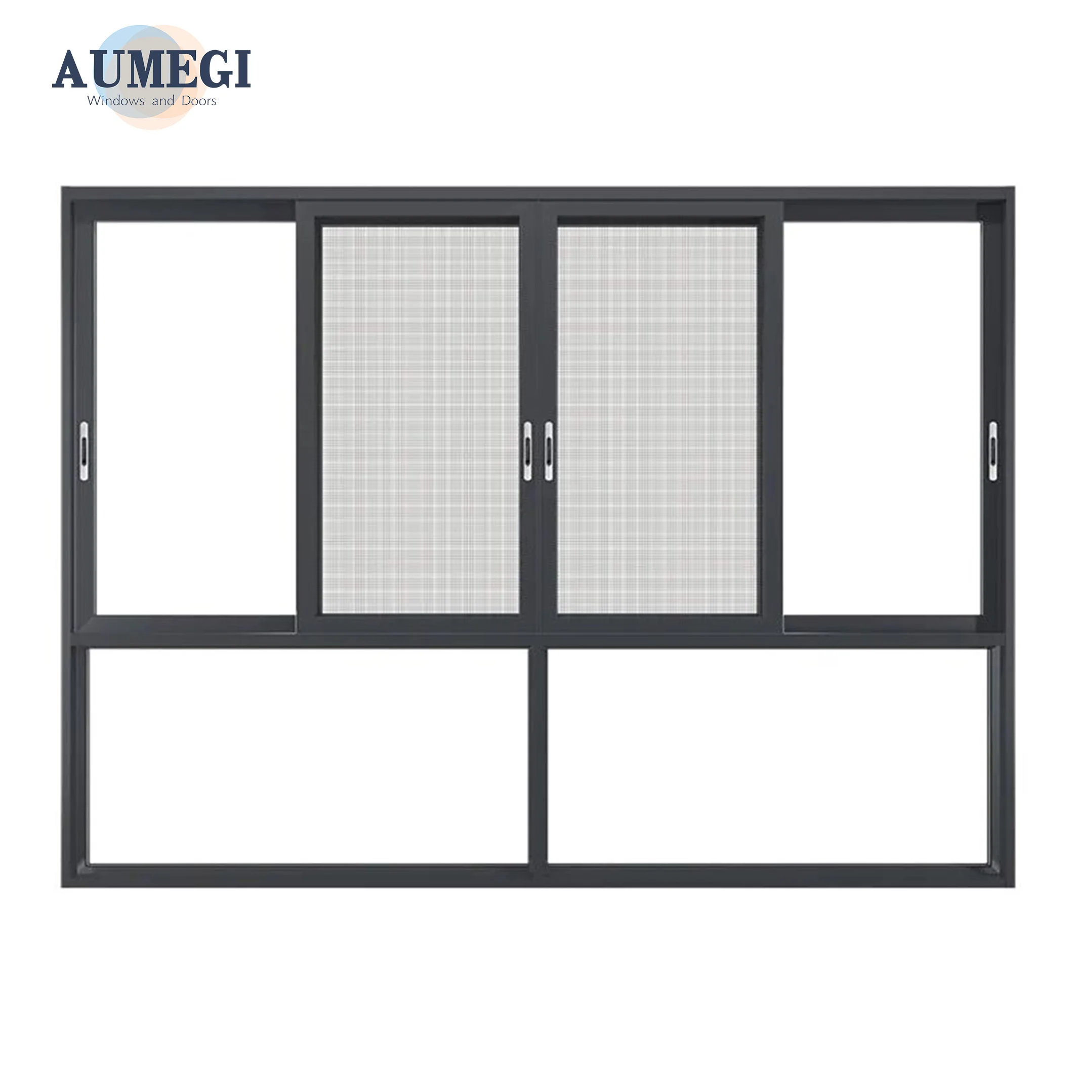 Aumegi Sound Insulation Aluminum Sliding Window Screen Veranda Grill Design Sliding Windows
