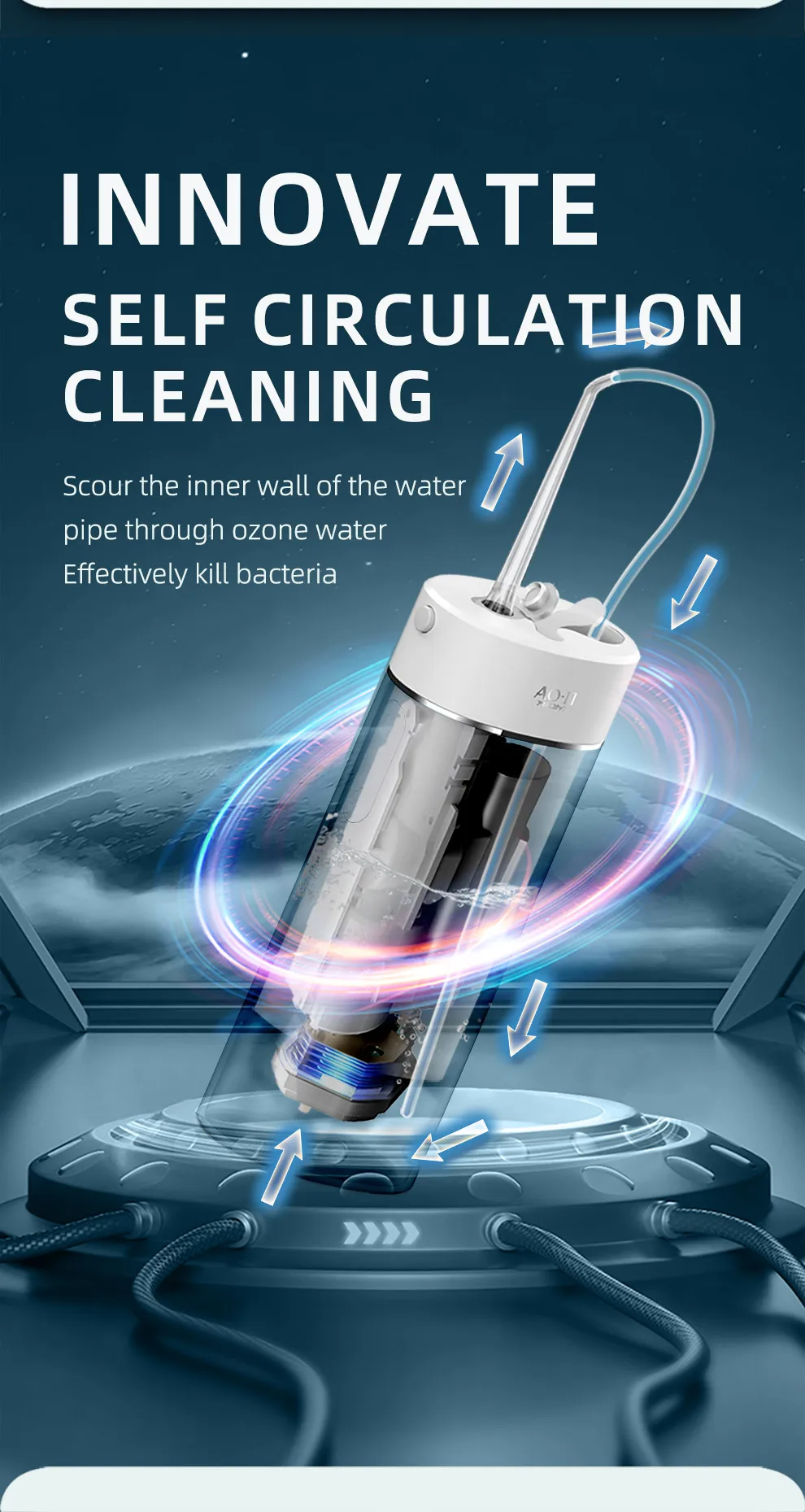 Electrolytic Ozone Hydrogen Micro Nano Bubbles Ozone Electric Water Flosser  disinfectant by electrolysis of water and salt