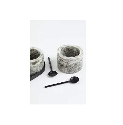 Marble Salt Bowl Wedding Gift Kitchen Decor Tool White and Pepper Shaker with Tray